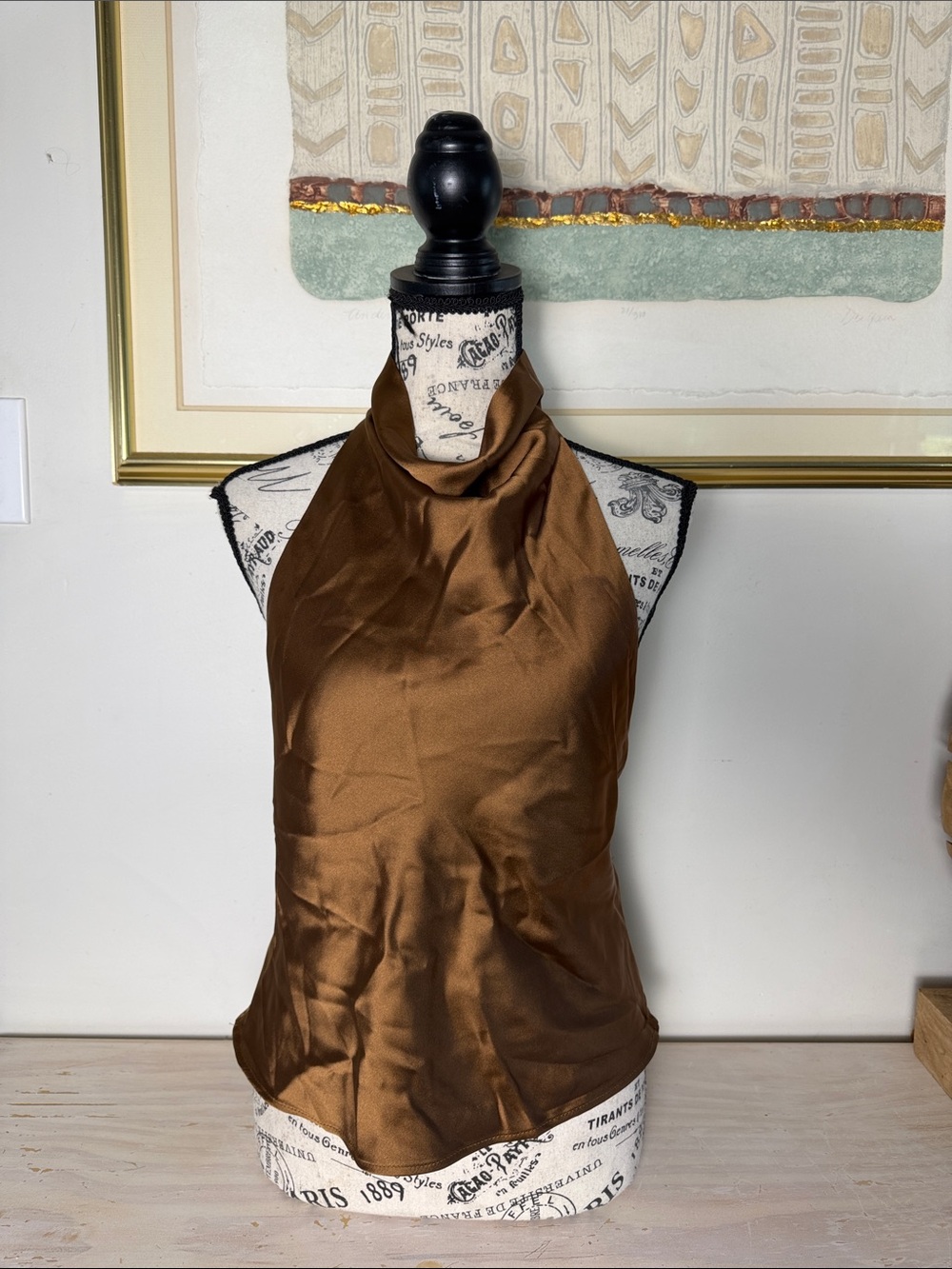 Brown Satin Halter Top